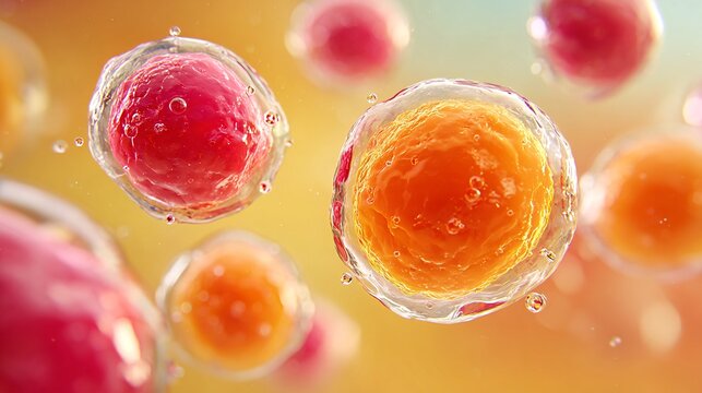 cellular division in early embryonic development, microscopic view of dividing cells in human embryo for biology research and medical science