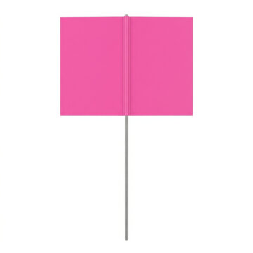 Bright pink flag with wooden dowel for outdoor events or signage.
