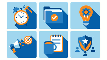 Fototapeta premium Collection of business and finance flat design icons.