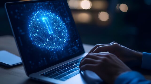 laptop computer with binary code