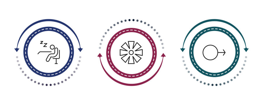 outline zodiac icons set - lethargy, craftiness, mars. editable vector for web and mobile ui