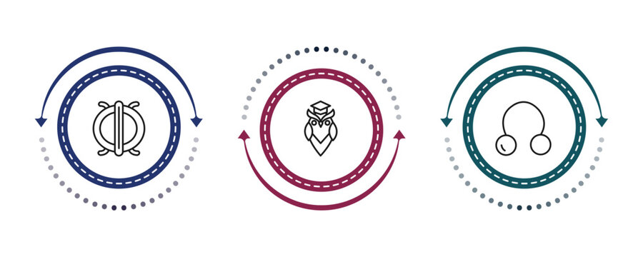 outline zodiac icons set - perseverance, wisdom, coagulation. editable vector for web and mobile ui
