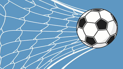 Fototapeta premium Soccer Ball in Goal Net Isolated on White Background