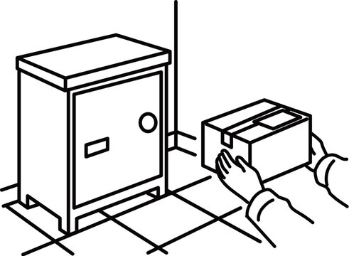宅配ボックス_線画
