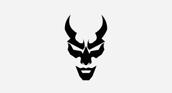 Abstract devil face design in black and white