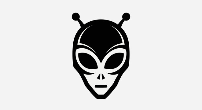 Alien head silhouette on white background