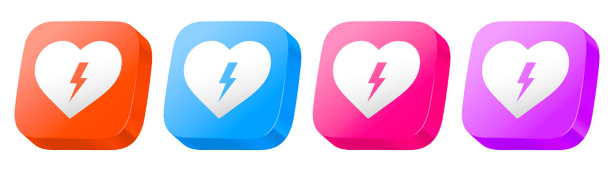 Colorful aed buttons for secure electronic payments, featuring a 3D glossy icon set in pink, purple, orange, and blue.