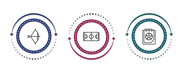 outline sport icons set - archery, soccer field, match. editable vector for web and mobile ui © IconArt