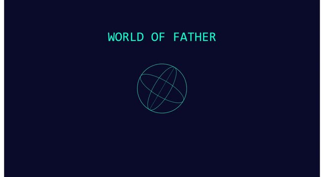 Of father minimalist motion with rotating wireframe globe animation