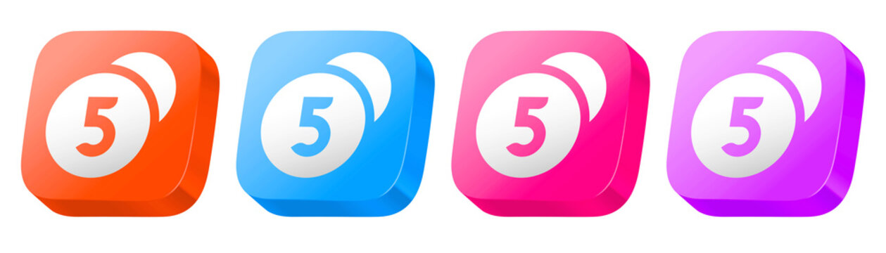 Set of average graphics in orange, pink, purple, and blue, designed as a colorful 3D glossy icon set for virtual cash flow systems.