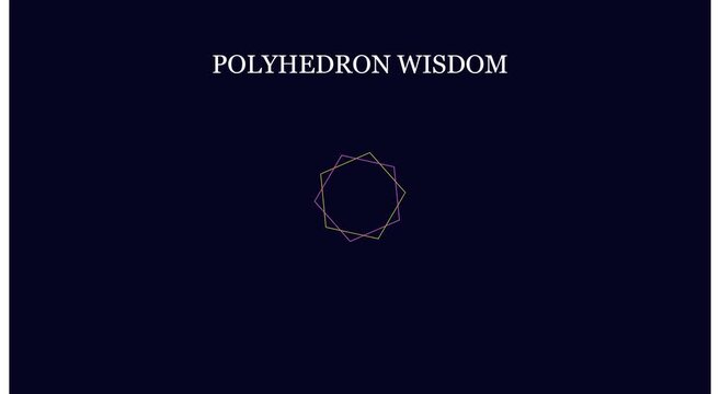Polyhedron wisdom: minimalist geometric motion on dark animation background