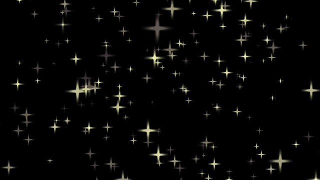 An abstract Christmas holiday background features shiny vector stars and glowing lights sparkling across a bright night sky pattern