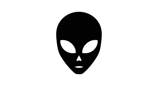 Black alien head on white background