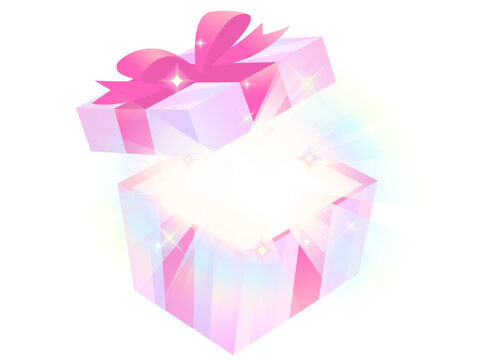 開いて光っているプレゼント箱