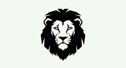 Fototapeta premium Lion head silhouette on white
