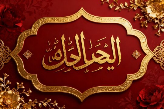 Arabic calligraphy on red background