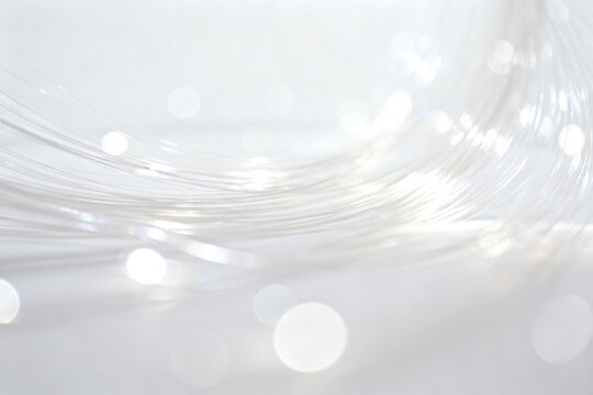 Closeup of illuminated fiber optic strands
