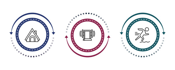 outline sauna icons set - hideaway, sound stimulation, adrenalin rush. editable vector for web and mobile ui © IconArt