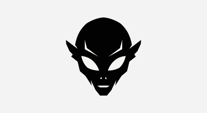 Black alien head silhouette on white
