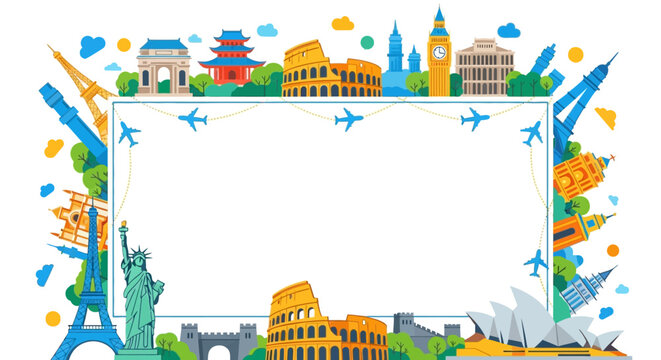 Famous landmarks of the world icons.