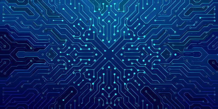abstract symmetrical circuit board pattern with blue glowing lines and connections high quality professional detailed