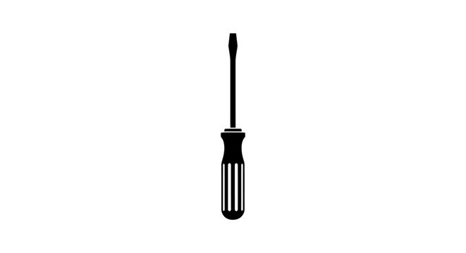 Black silhouette of a flathead screwdriver on a white background