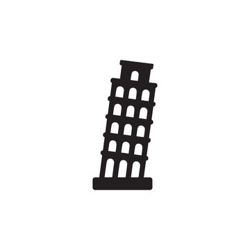 Pisa tower building icon silhouette vector design art illustration.