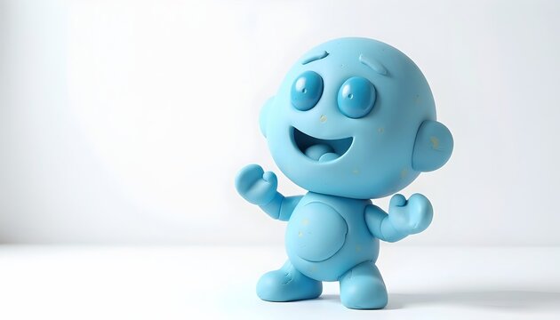 3D clay character with adorable expression, smooth modeling clay texture, playful pose