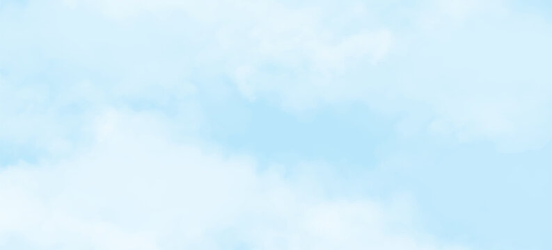 Clouds and sky watercolor vector hand drawn vector illustration. Abstract blue winter watercolor background. Sky pattern with snow. Light blue watercolour paper texture background.