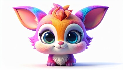Obraz premium Adorable 3D mascot character with oversized eyes and soft shadows, vibrant colors