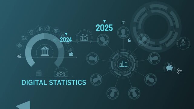 Digital Statistics Technology Animation with AI Agents Corporate Financial Dashboard and Futuristic Business Analytics