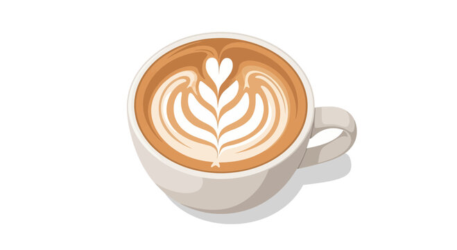 Latte Art Heart Coffee Cup Illustration