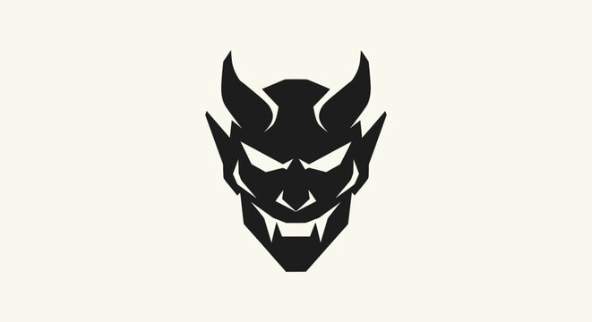 Black devil head silhouette vector