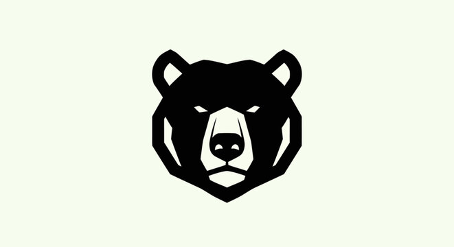 Black bear head design on light background