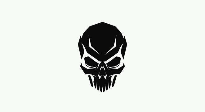 Geometric skull icon on white background