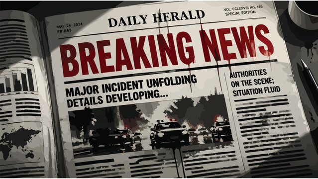 Breaking News Headline Newspaper Report - Urgent Incident Update
