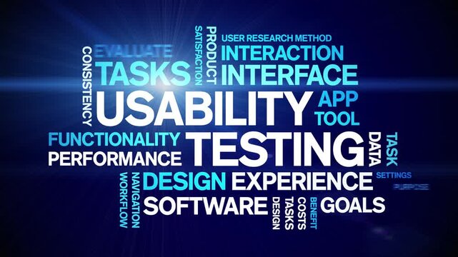 Usability Testing animated word cloud-gross domestic product animation tag kinetic typography seamless loop.