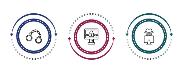 outline cyber icons set - crime, ransomware, hacking. editable vector for web and mobile ui © IconArt
