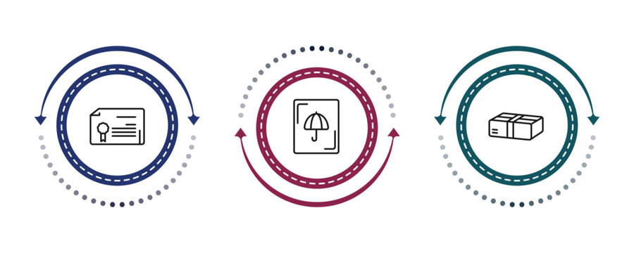 outline delivery and logistic icons set - waybill, logistic umbrella, parcel. editable vector for web and mobile ui