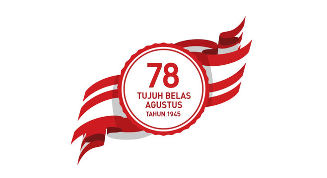 78th Indonesian Independence Day Logo with Red and White Ribbon