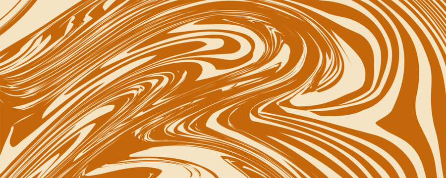 Swirl Caramel Pattern. Vector Splash Caramel Sauce Background. Swirl Peanut Butter Texture. Toffee and Milk Pattern. Liquid Chocolate Bg