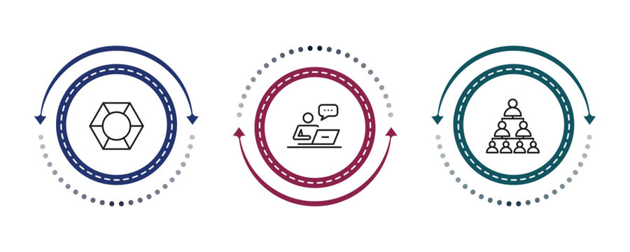 outline business and analytics icons set - polygonal chart, correspondence, hierarchy. editable vector for web and mobile ui