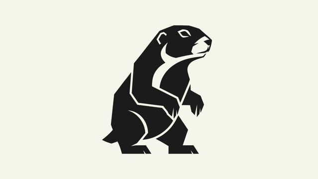 Stylized black groundhog illustration