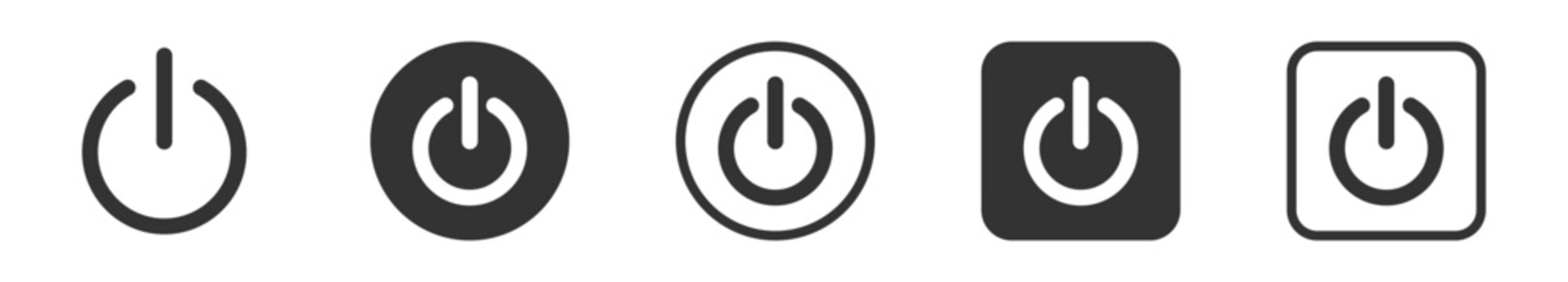 Power Button Icon Set , on off control symbols, startup interface buttons, shutdown indicators, and electronic device vector icons.
