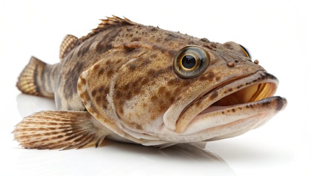 Isolated oyster toadfish on a solid white studio background