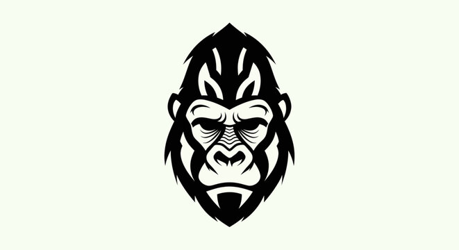 Stylized gorilla face design on white