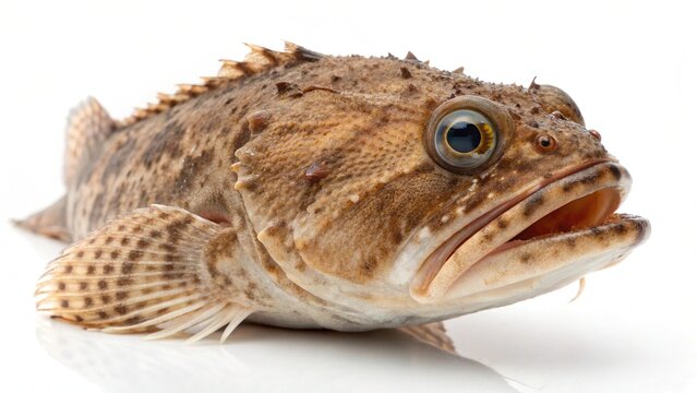Isolated oyster toadfish on a solid white studio background