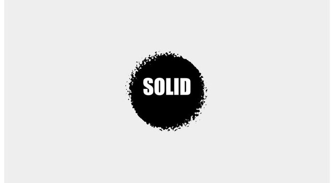 Solid animation black ink blot stamp on white background