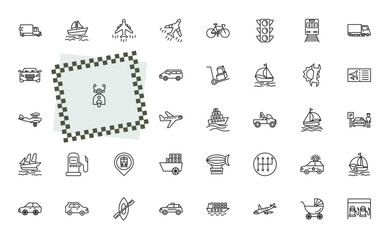 outline transportation icons set - free transport, pt boat, tow truck, sailing boat with veils. editable vector for web and mobile ui © IconArt