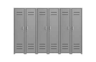 Four gray metal school lockers standing together isolated on transparent background © bdstockfile